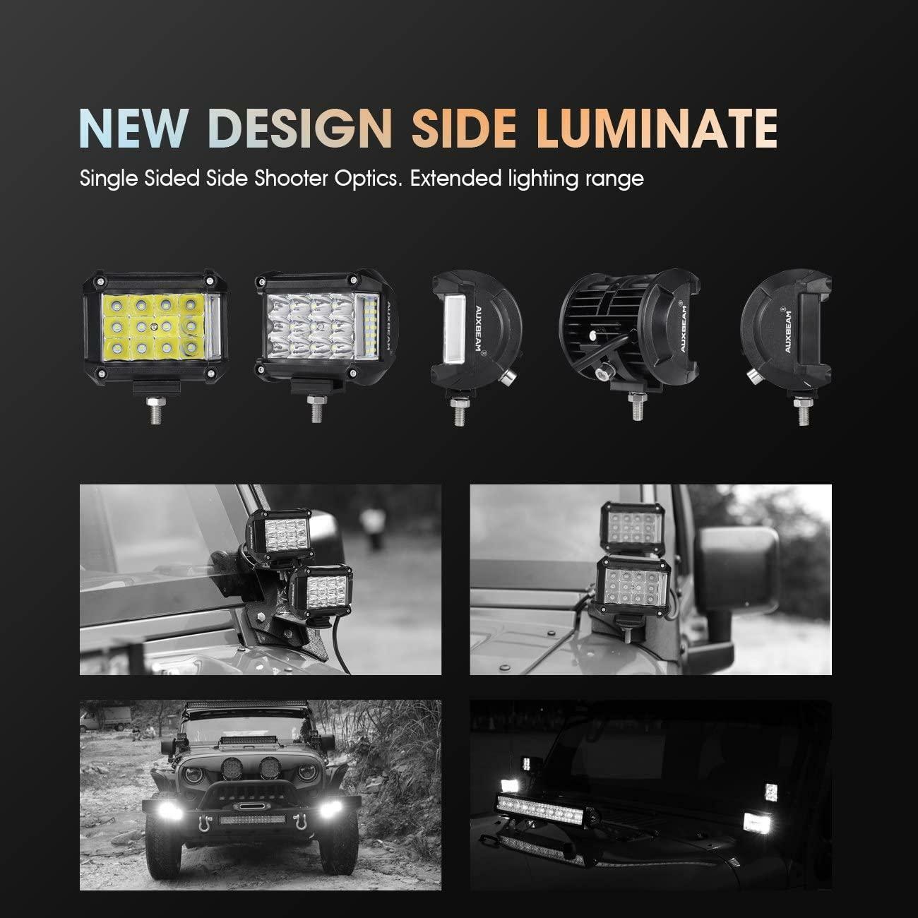 Auxbeam 4" Side Shooter LED Pods 19W Off Road Light Pod Combo Beam - SLBSTORE