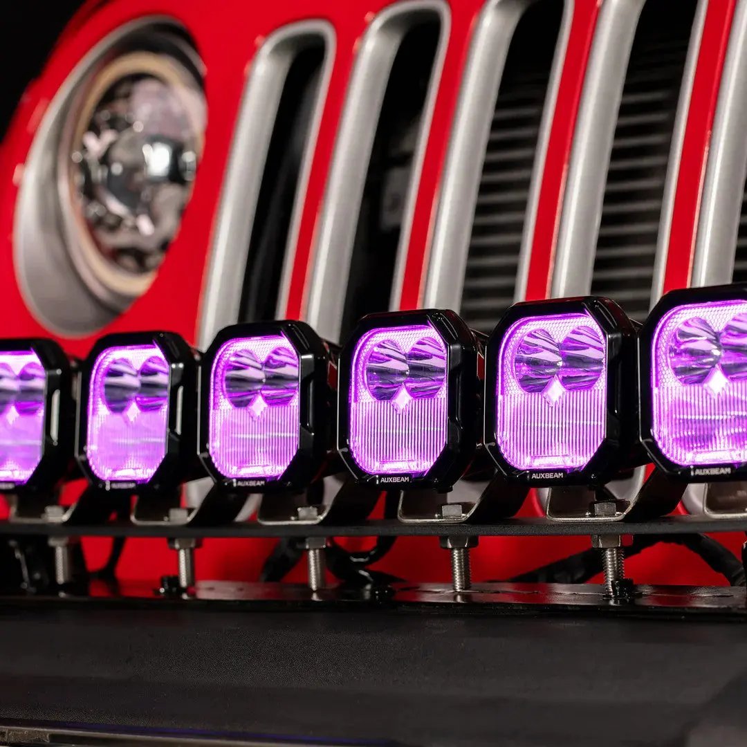 AUXBEAM 3" 116W RGB LED Pod Lights COMBO Beam 8 Color Lights Color Play 12960LM - SLBSTORE