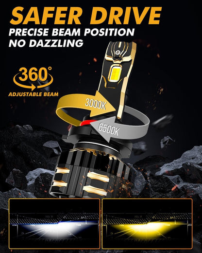 H1 HIGH POWER & BRIGHTNESS GX BI-COLOR SERIES 25000LM 110W LED HEADLIGHT BULBS - SLBSTORE