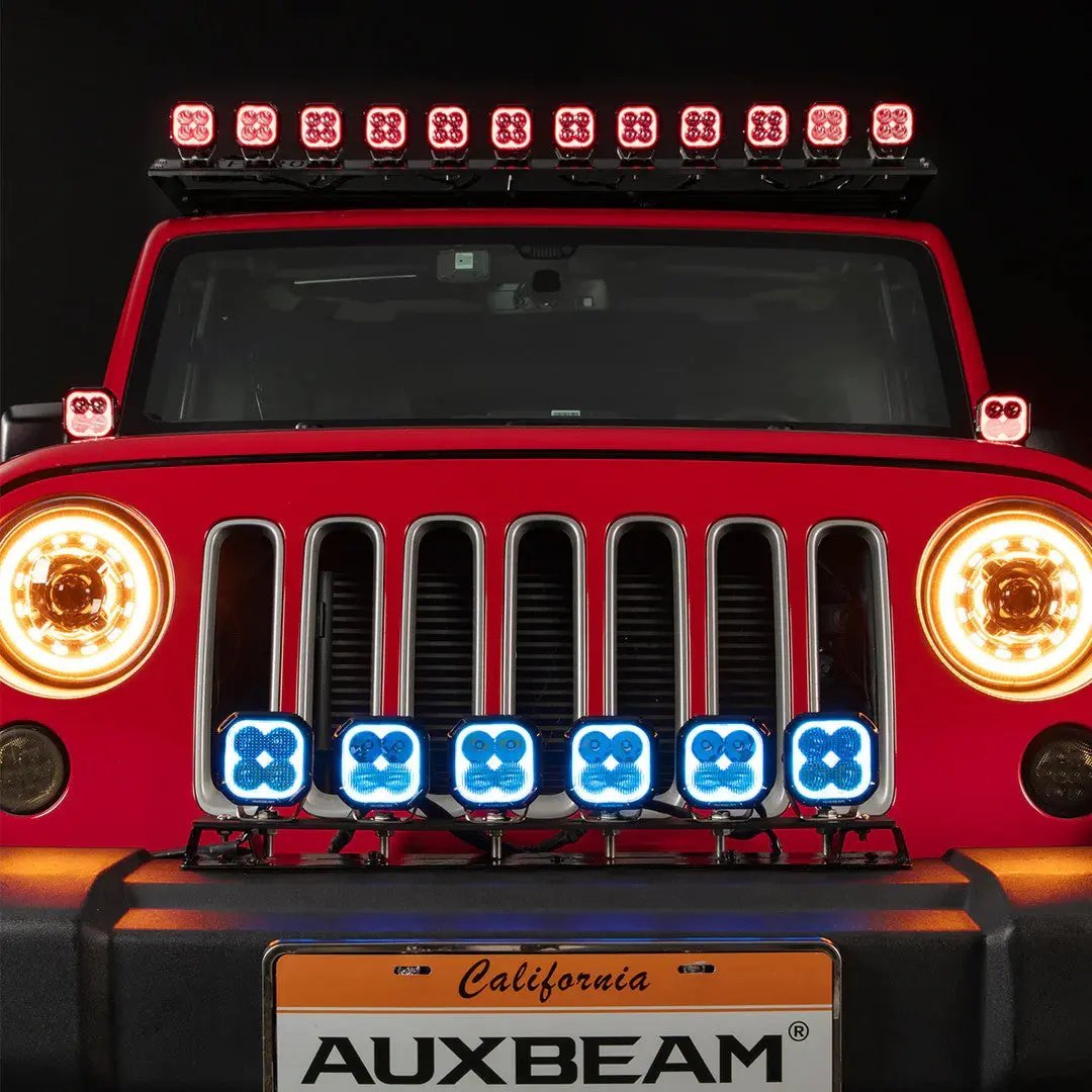 AUXBEAM 3" 116W RGB LED Pod Lights COMBO Beam 8 Color Lights Color Play 12960LM - SLBSTORE