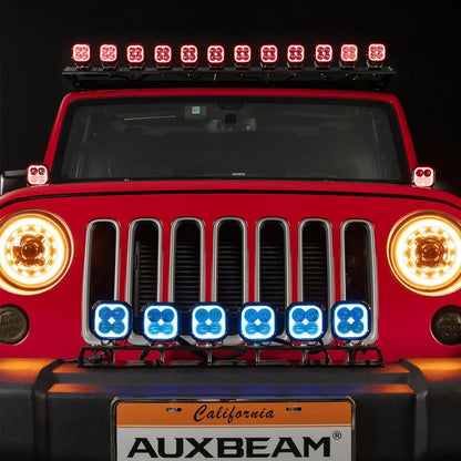 AUXBEAM 3" 116W RGB LED Pod Lights COMBO Beam 8 Color Lights Color Play 12960LM - SLBSTORE