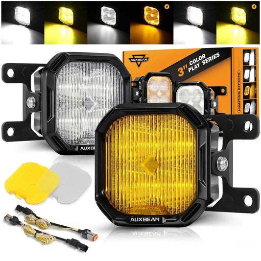 AUXBEAM 3" LED Fog Light Kit For Ford Honda Nissan Subaru Acura - SLBSTORE