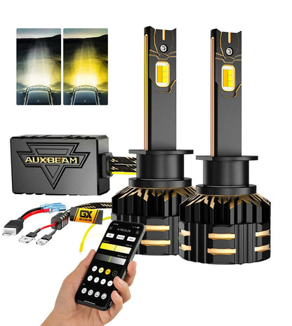 AUXBEAM GX BI - COLOR SMART Serie 25000LM 110W LED Headlight Bulbs App Control NEW - SLBSTORE