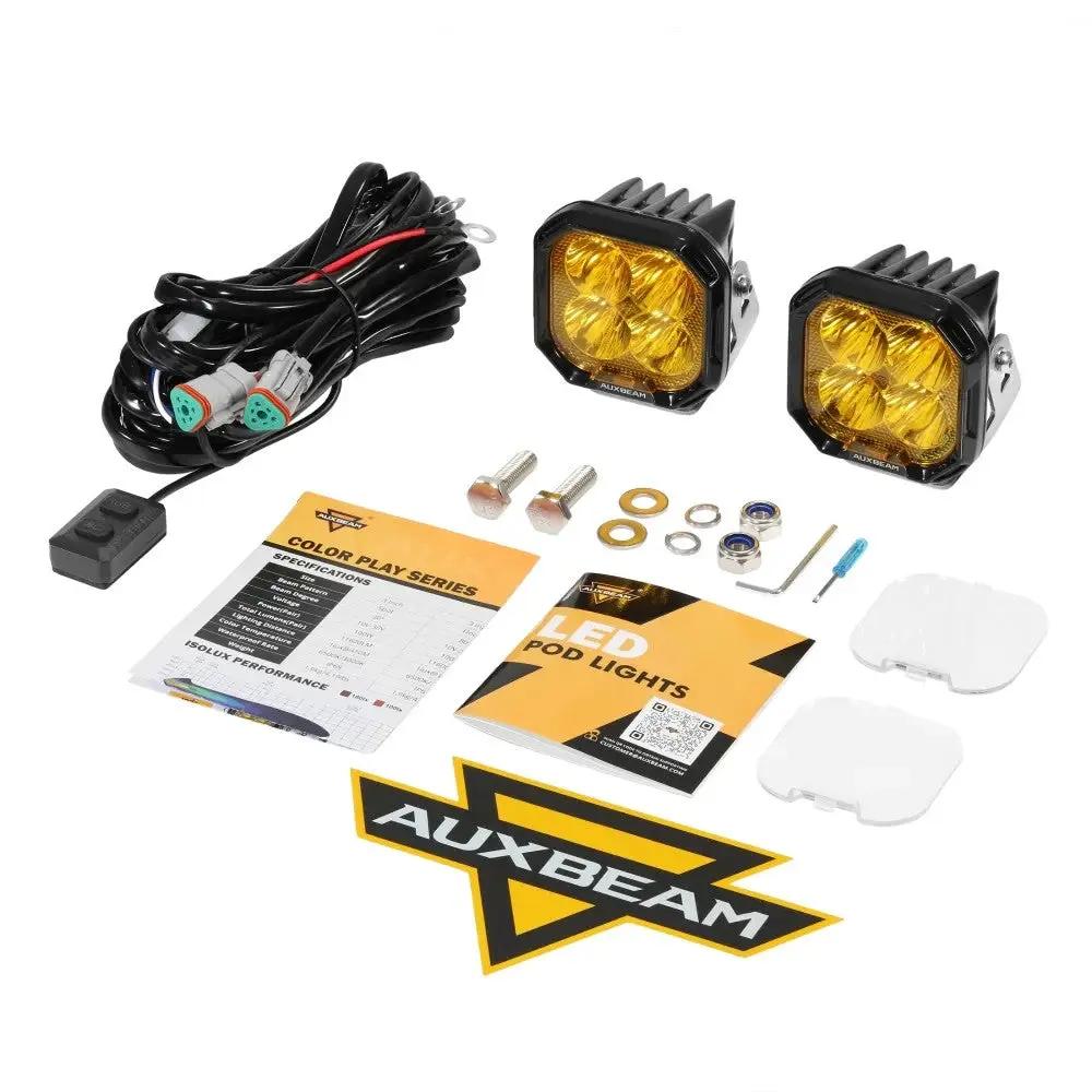 AUXBEAM 3" 116W RGB LED Pod Lights SPOT Beam 8 Color Lights Color Play 12960 LM - SLBSTORE